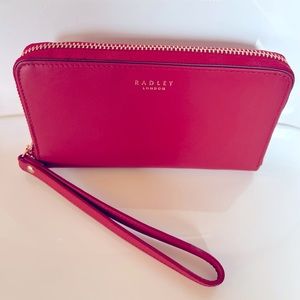 RADLEY LONDON wallet. Authentic. New. Genuine red leather & rose gold.